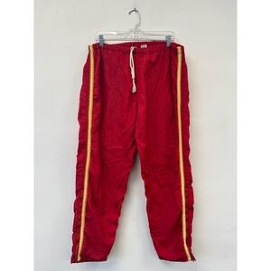 Vintage Russell Athletic Pants Mens Red Warm Up Tracks Nylon Side Stripe 80s